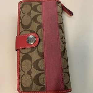 Coach Wallet with pink leather trim